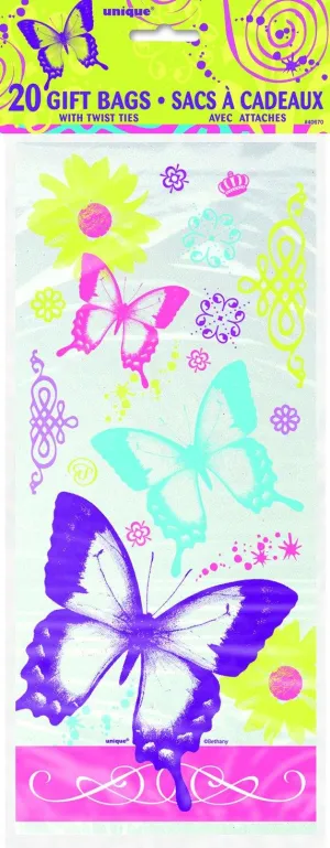 20 Pack Butterfly Chic Cello Bags - 12.5cm W x 28cm H