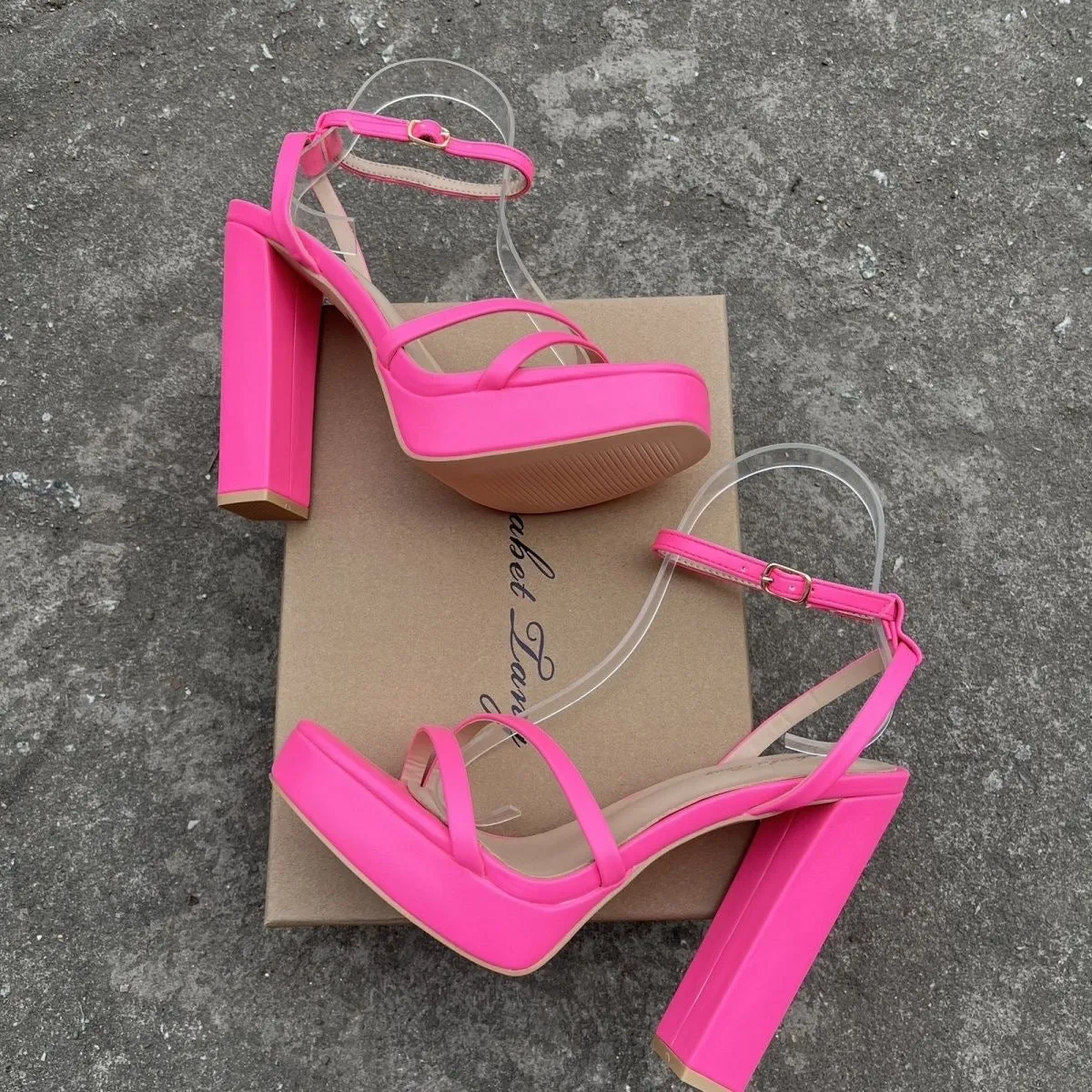 2024 Summer New Arrival – European & American Inspired High Heel Sandals for Women, Korean Style Chunky Heel with Square Toe, Waterproof Platform Outdoor Shoes
