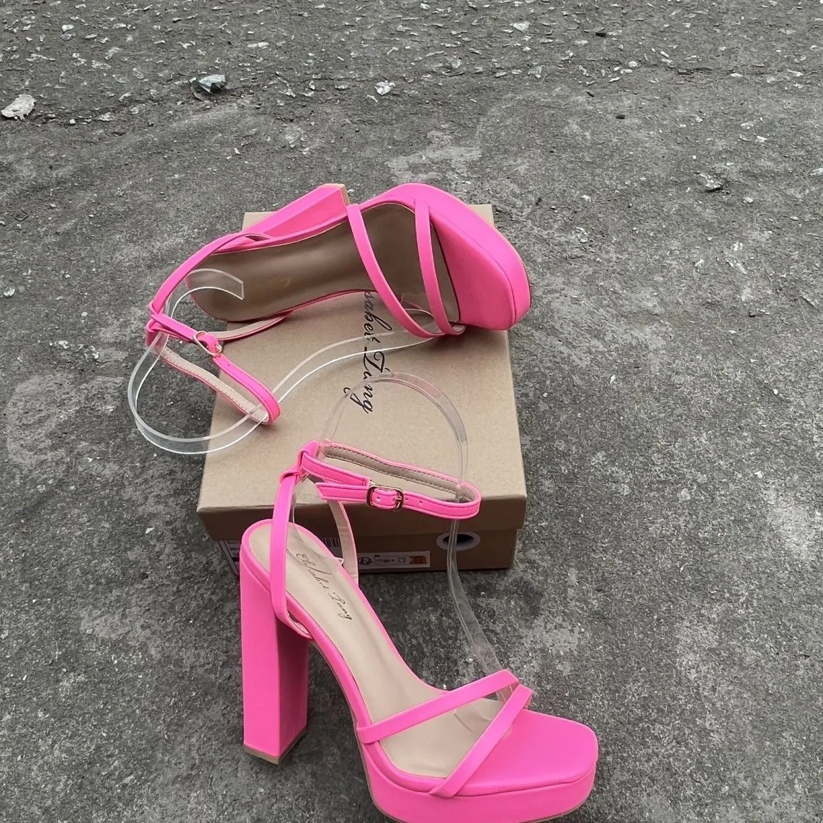 2024 Summer New Arrival – European & American Inspired High Heel Sandals for Women, Korean Style Chunky Heel with Square Toe, Waterproof Platform Outdoor Shoes