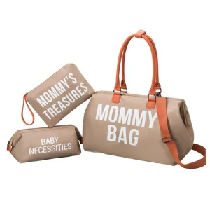 3Pcs Mommy Bag Baby Diaper Bag Large Functional Travel Overnight Pregnancy Bag Khaki