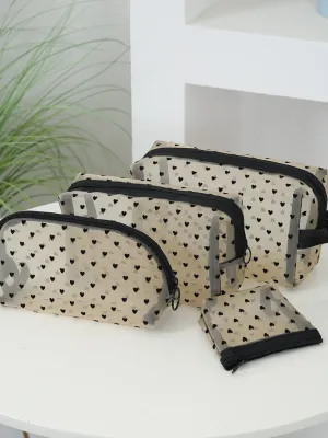 4-Piece Heart Polyester Storage Bag Set for Stylish Organization
