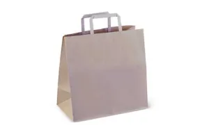 #5 Flat Handle Brown Kraft Paper Carry Bag - 275 x 280 x 150mm - 200 - Pack