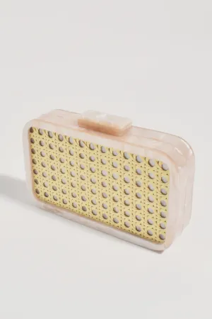 Aggie Weave & Resin Structured Clutch Natural