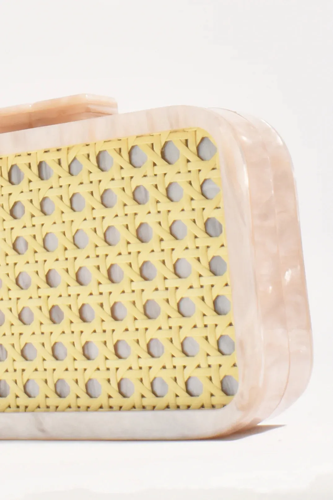 Aggie Weave & Resin Structured Clutch Natural