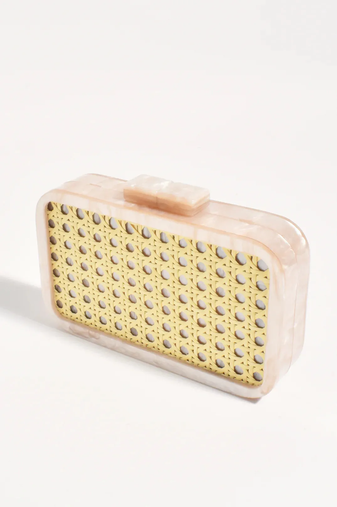 Aggie Weave & Resin Structured Clutch Natural