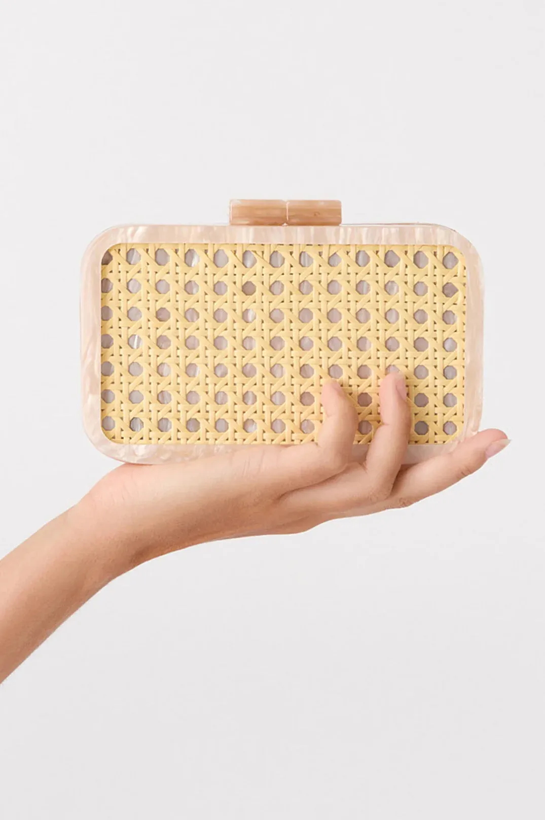 Aggie Weave & Resin Structured Clutch Natural