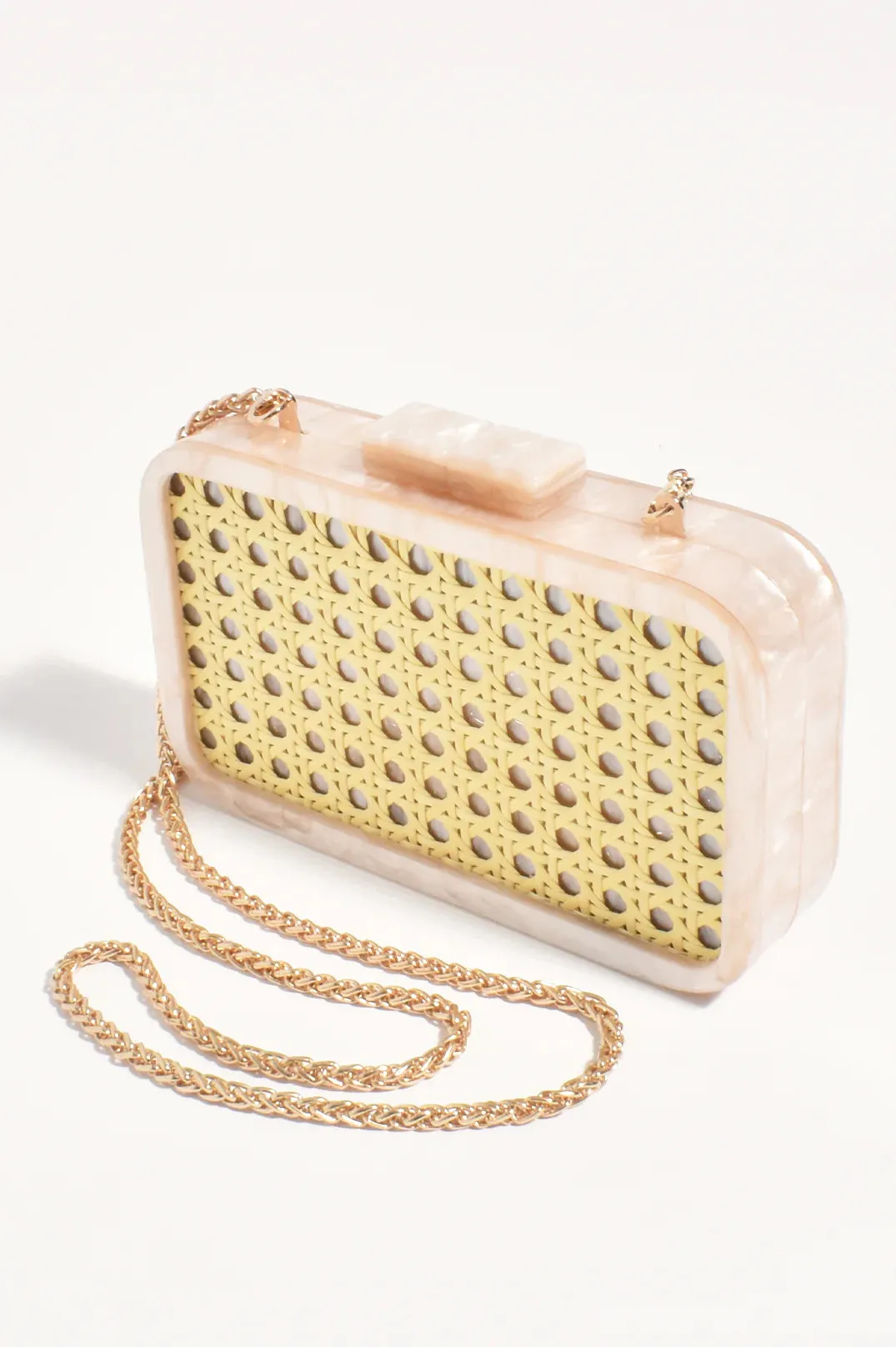 Aggie Weave & Resin Structured Clutch Natural