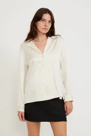 Ali Silk Long Sleeve Shirt Cream