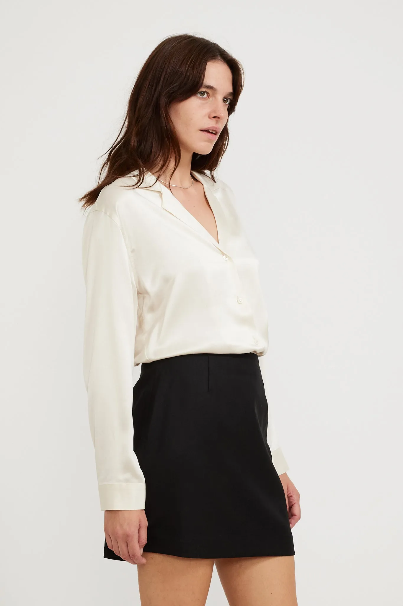 Ali Silk Long Sleeve Shirt Cream