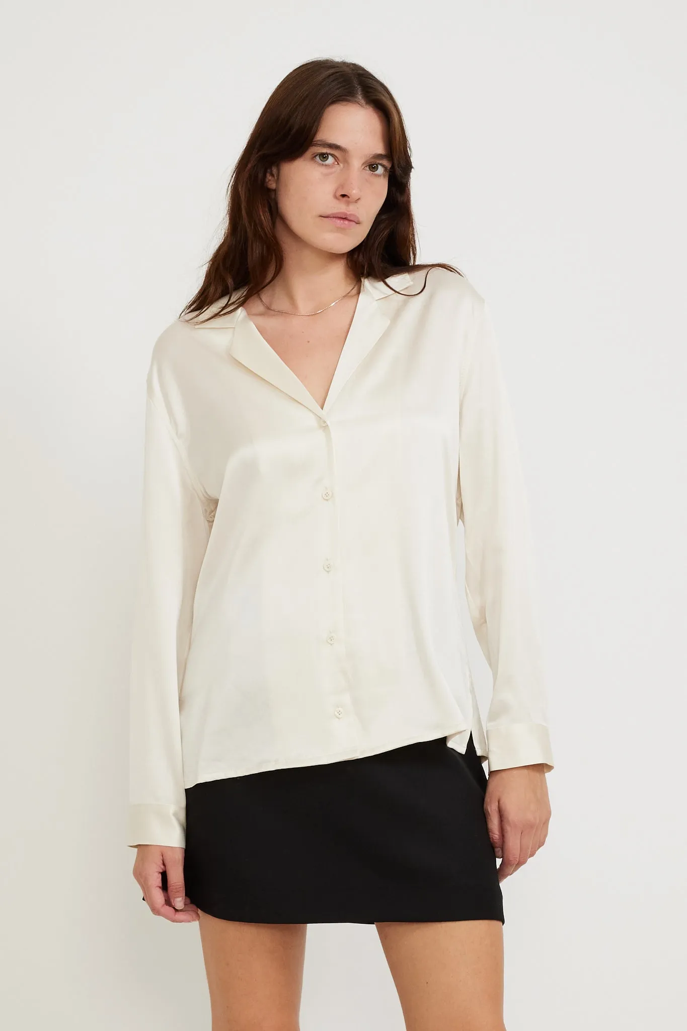 Ali Silk Long Sleeve Shirt Cream
