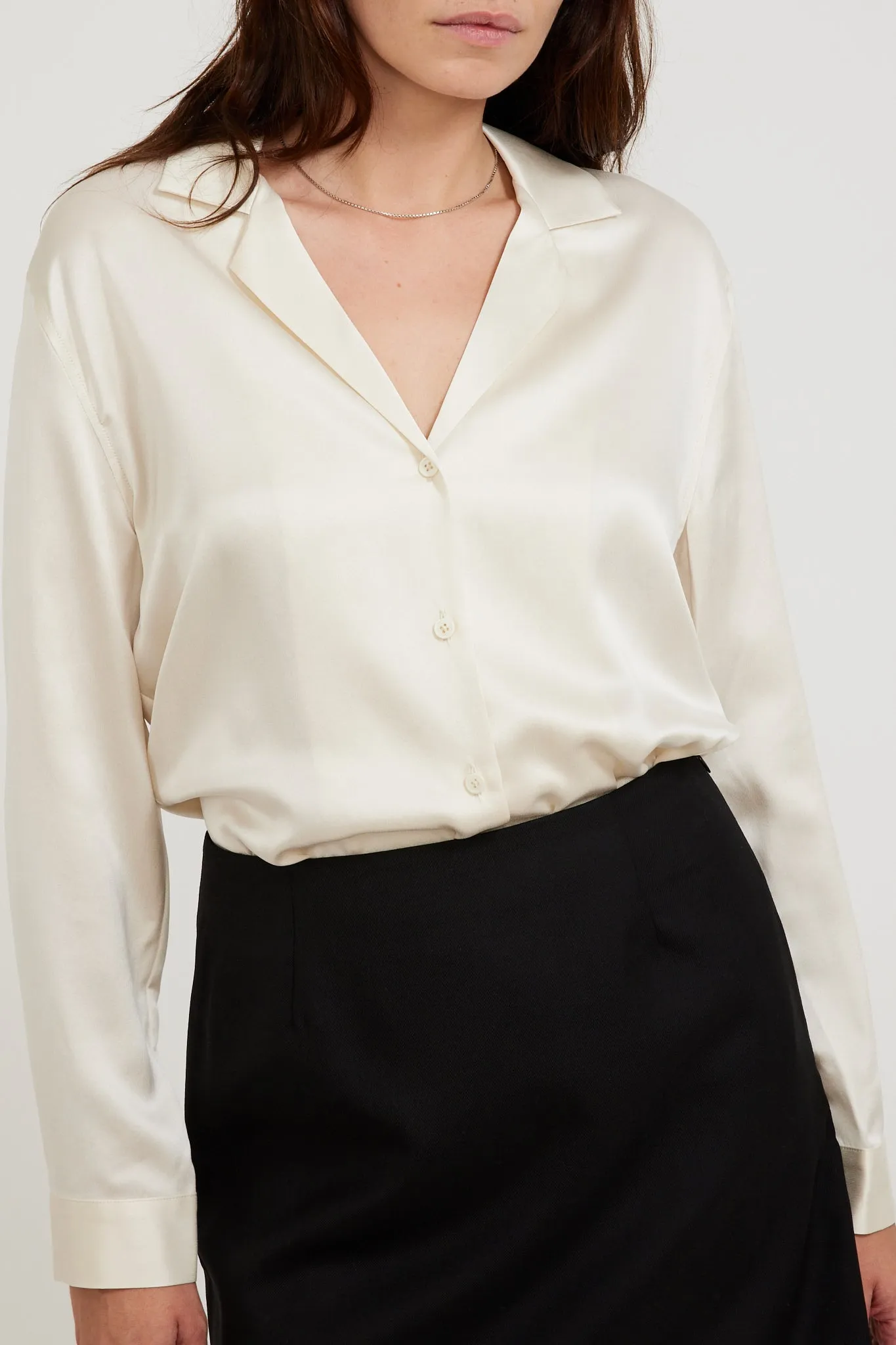 Ali Silk Long Sleeve Shirt Cream