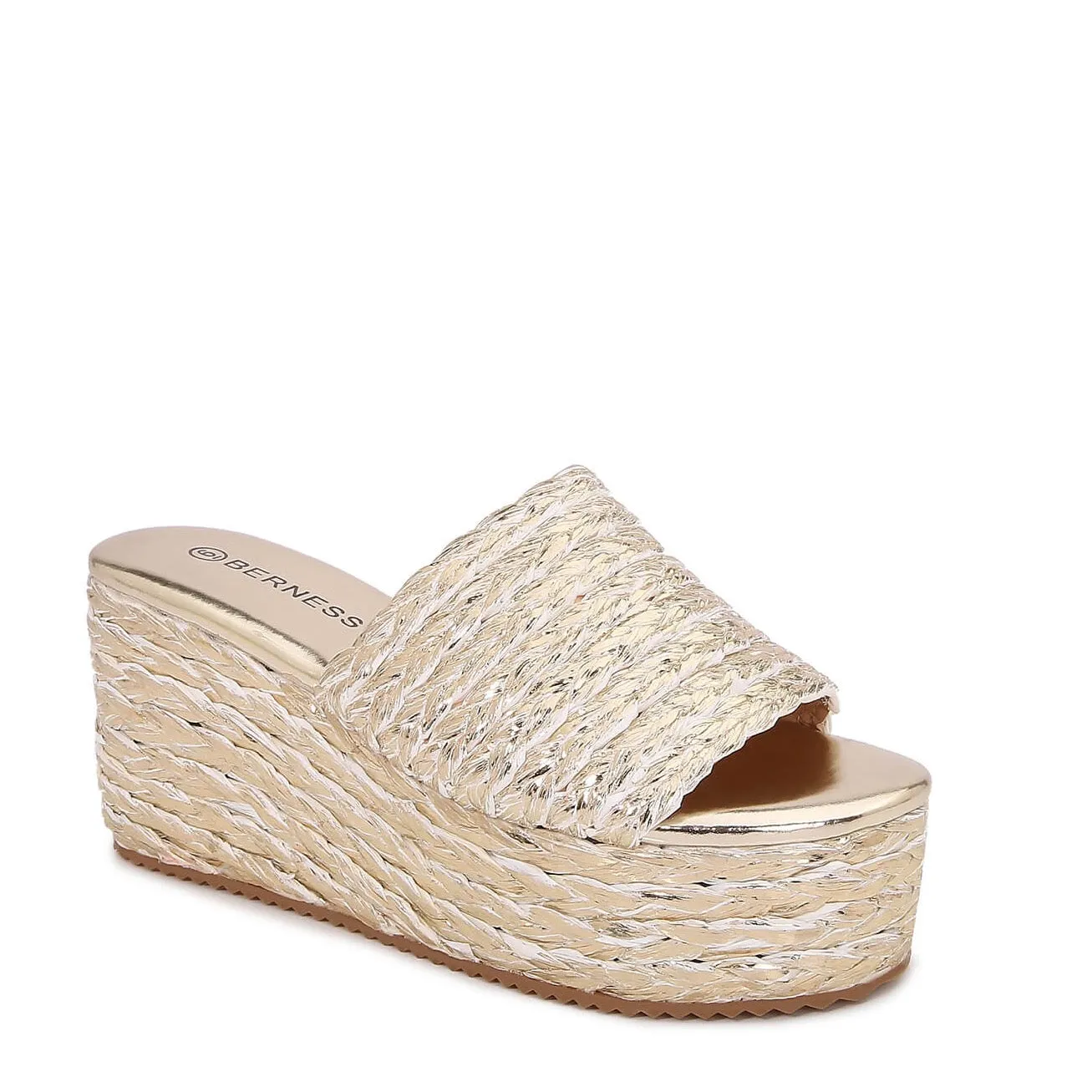 Amber Woven Raffia Platform Wedge Sandals
