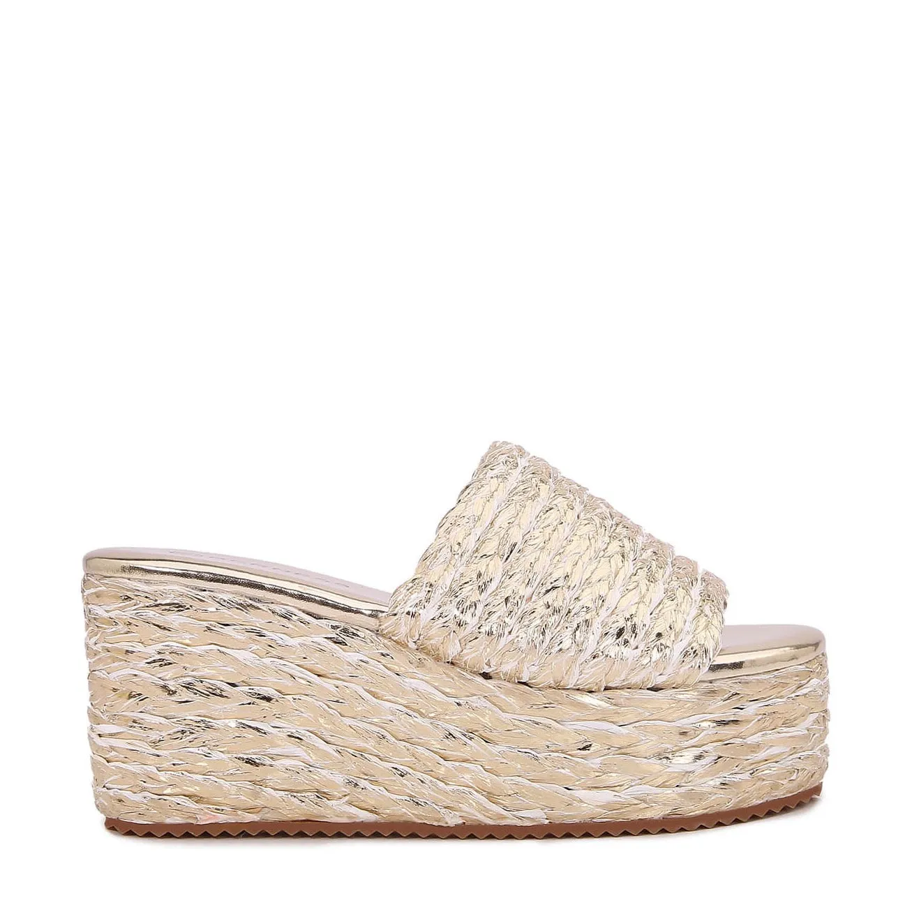 Amber Woven Raffia Platform Wedge Sandals
