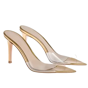Amina Heels || Clear Gold