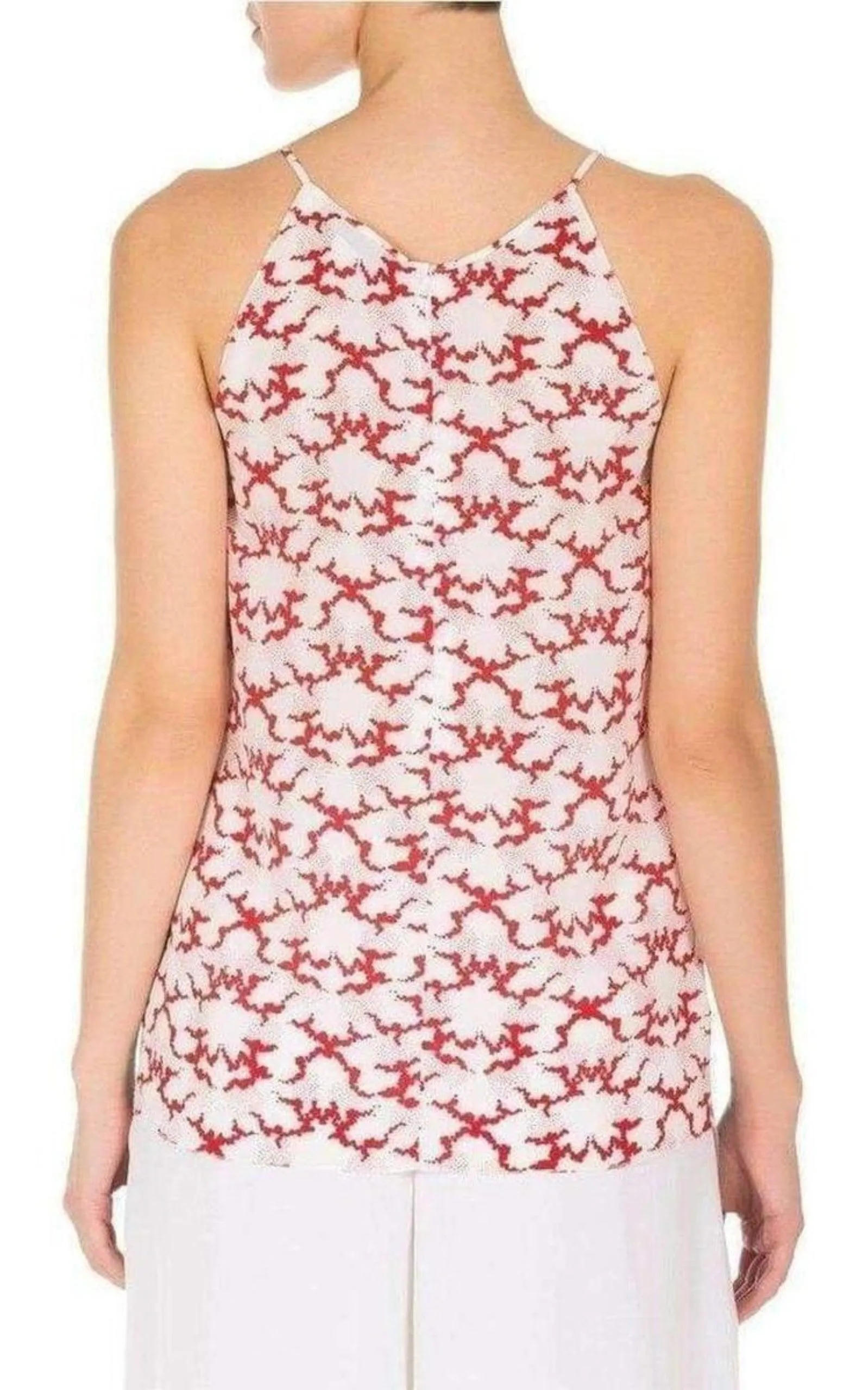 Applique Silk Collen Sleeveless Blouse