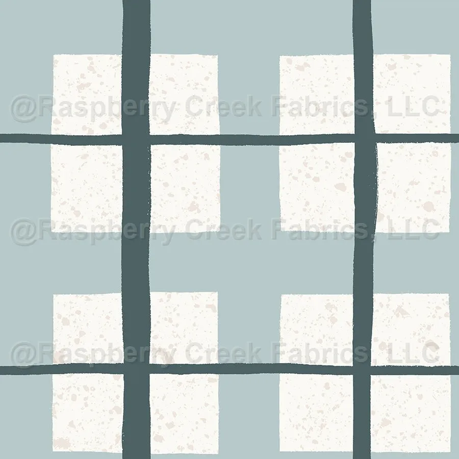 beach picnic blue sandy textured bohemian hand drawn gingham plaid, Boho Splash collection
