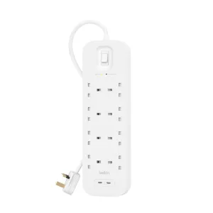 BELKIN Surge Protector - 8 outputs - 2 USB-C Ports - 2M - White