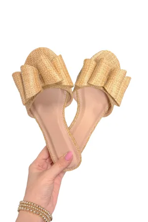 Better Before You Large Bow Sandals in Beige