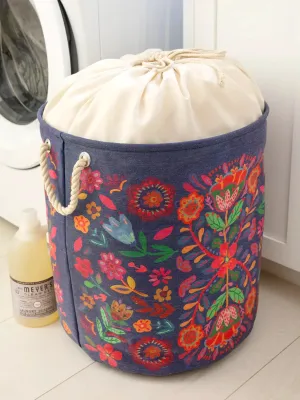 Blue Flower Laundry Hamper