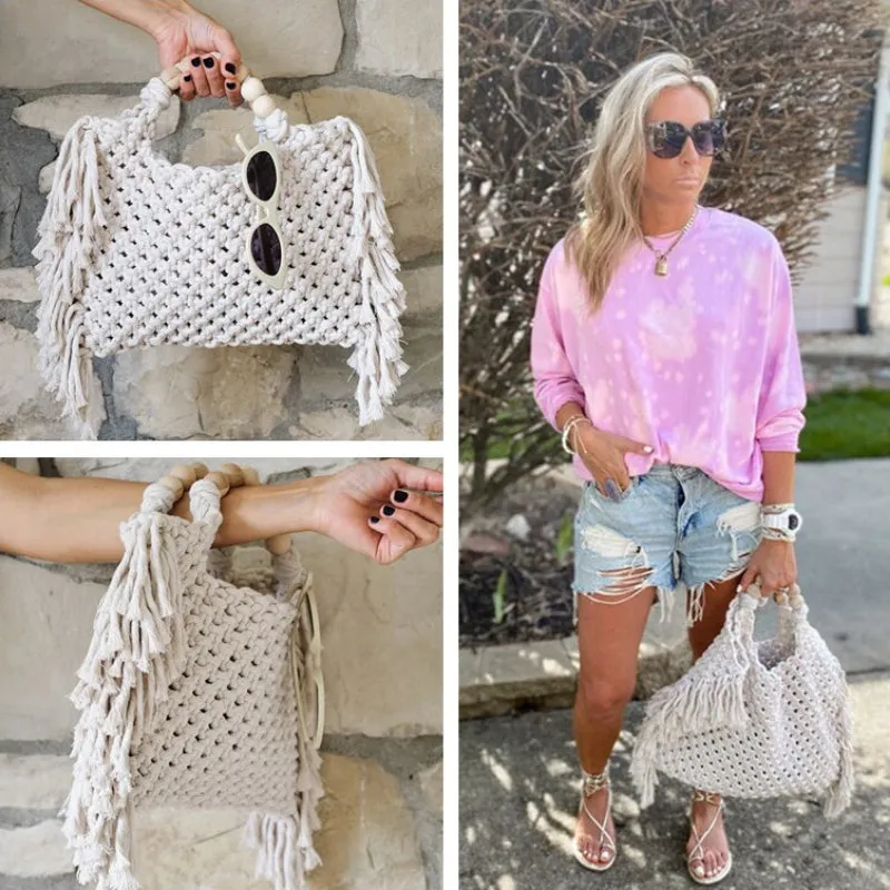 Boho-Chic Crochet Style Summer Fringe Beach Bags