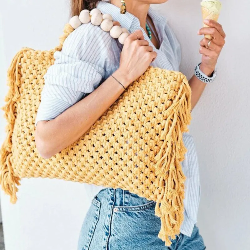 Boho-Chic Crochet Style Summer Fringe Beach Bags