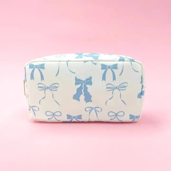 Bow Nylon Cosmetic Zipper Bag