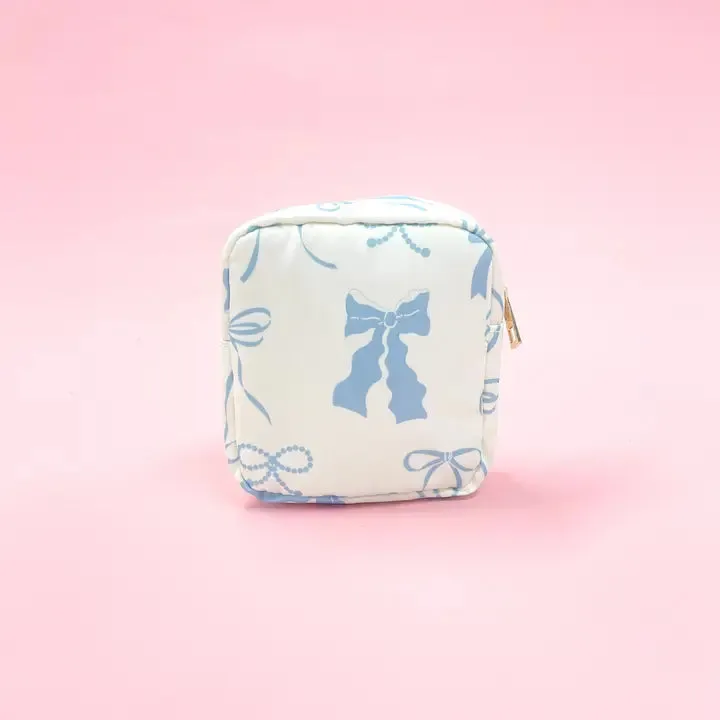 Bow Nylon Cosmetic Zipper Bag
