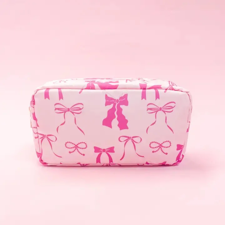 Bow Nylon Cosmetic Zipper Bag