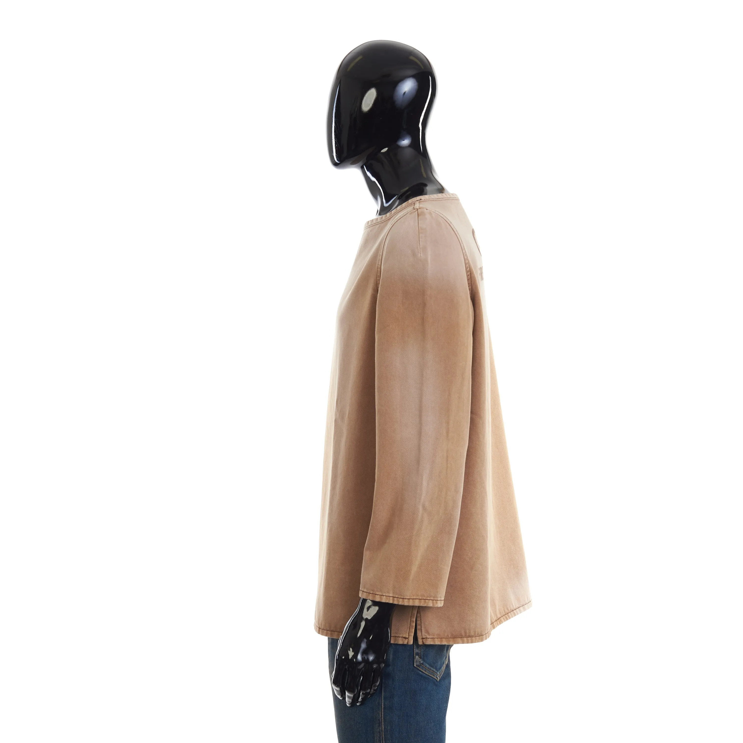Brown Denim Top With Embroidery