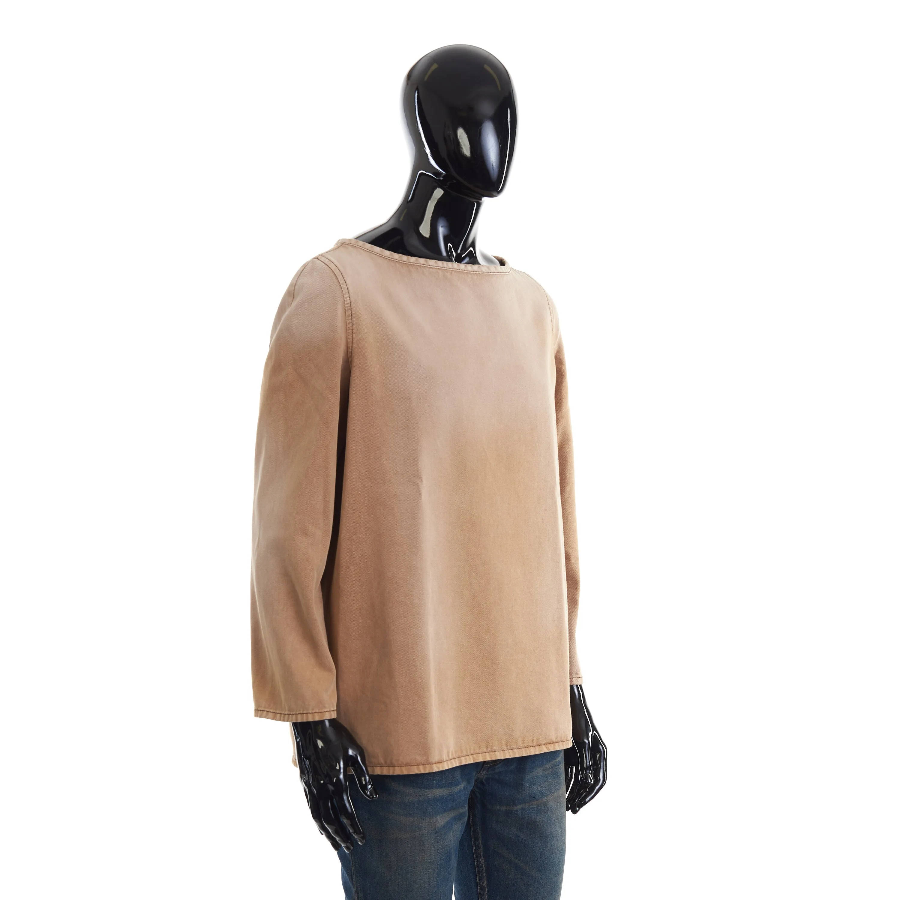 Brown Denim Top With Embroidery