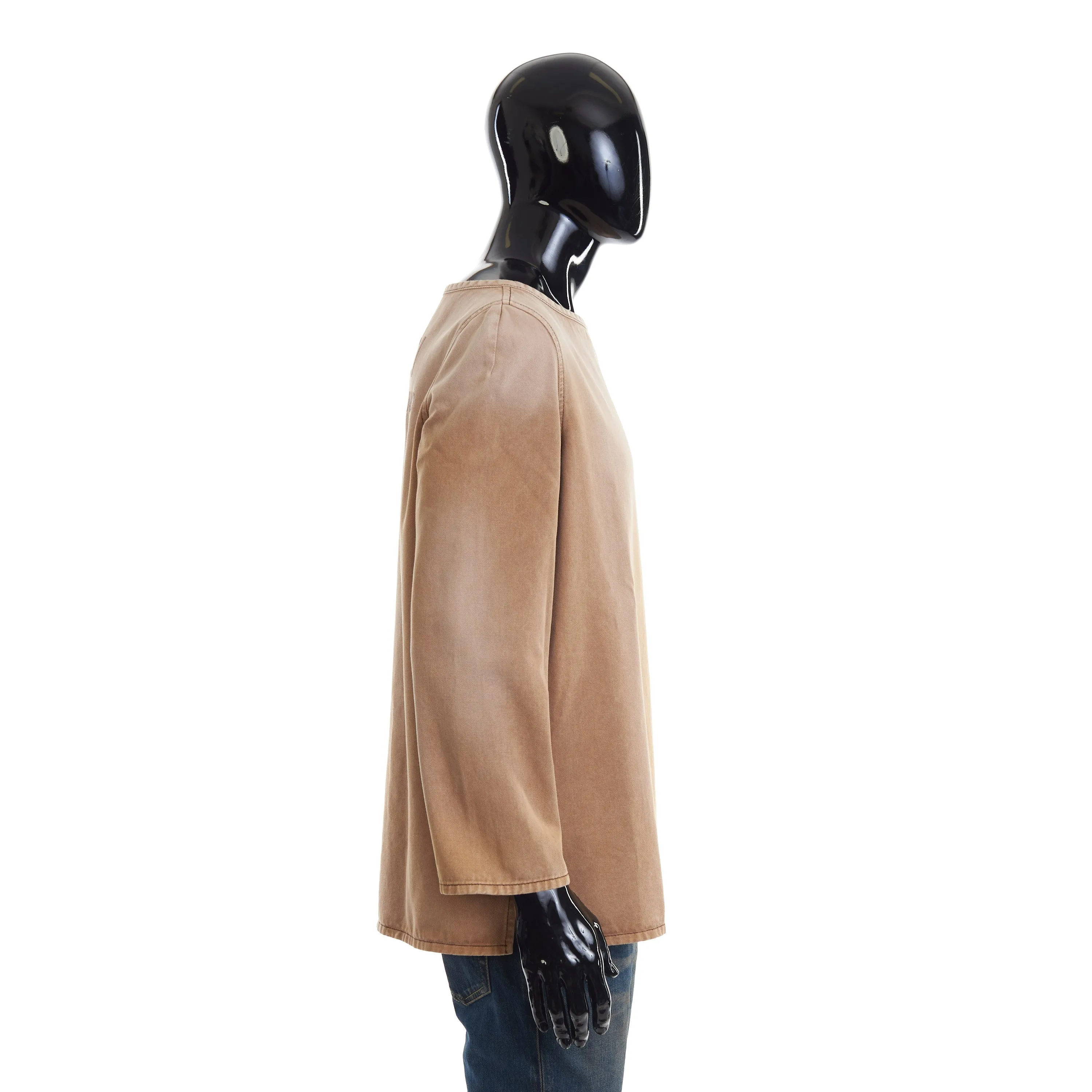 Brown Denim Top With Embroidery