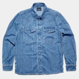 BZEN M.3282 JESSE-HILO REGULAR FIT IRREGULAR INDIGO DYED WESTERN SHIRT-12OZ-E4 INDIGO