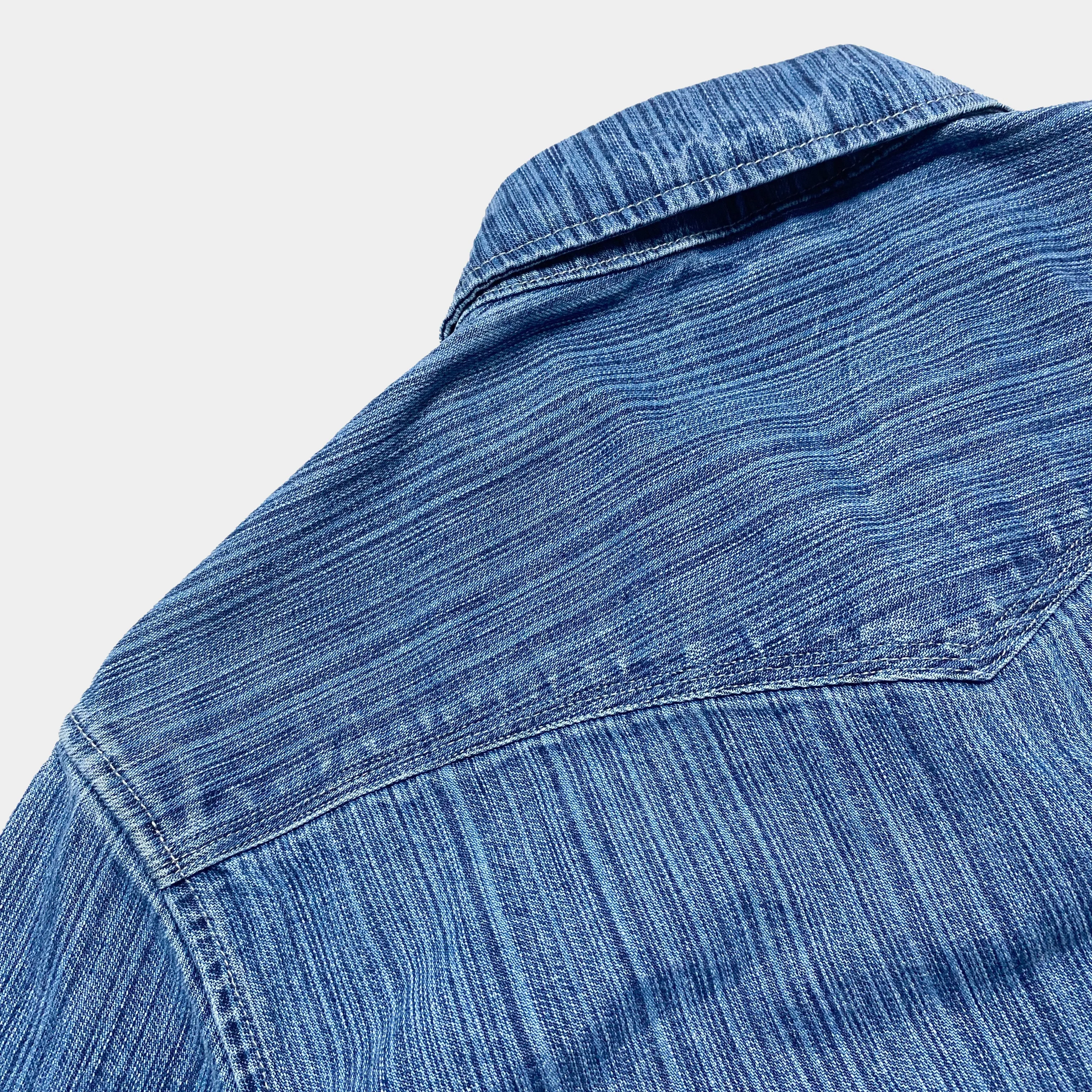 BZEN M.3282 JESSE-HILO REGULAR FIT IRREGULAR INDIGO DYED WESTERN SHIRT-12OZ-E4 INDIGO