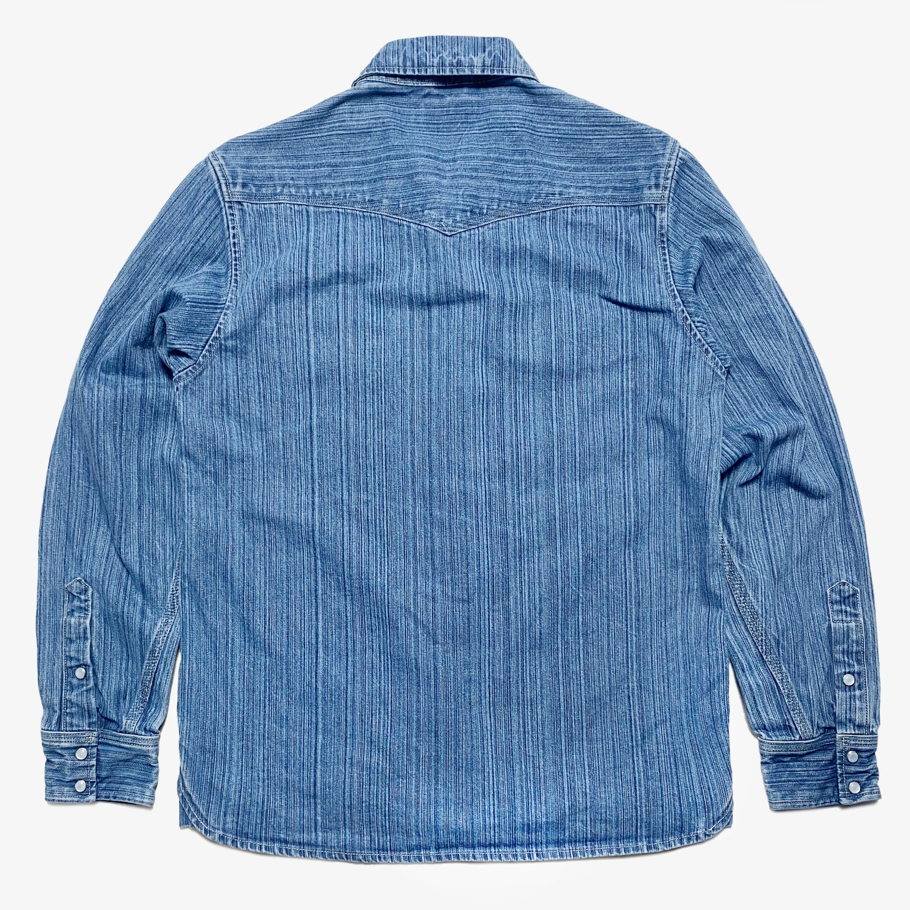 BZEN M.3282 JESSE-HILO REGULAR FIT IRREGULAR INDIGO DYED WESTERN SHIRT-12OZ-E4 INDIGO