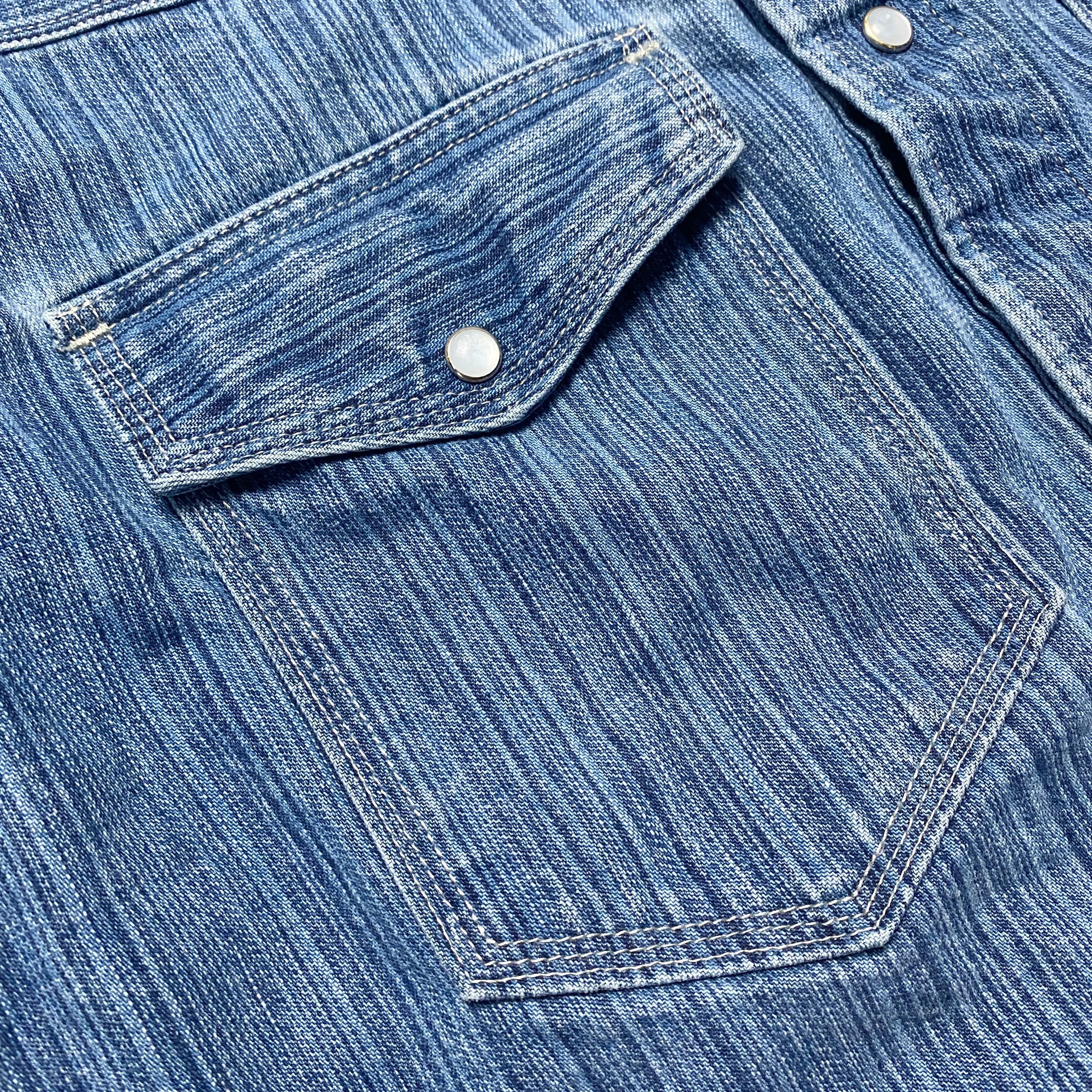 BZEN M.3282 JESSE-HILO REGULAR FIT IRREGULAR INDIGO DYED WESTERN SHIRT-12OZ-E4 INDIGO