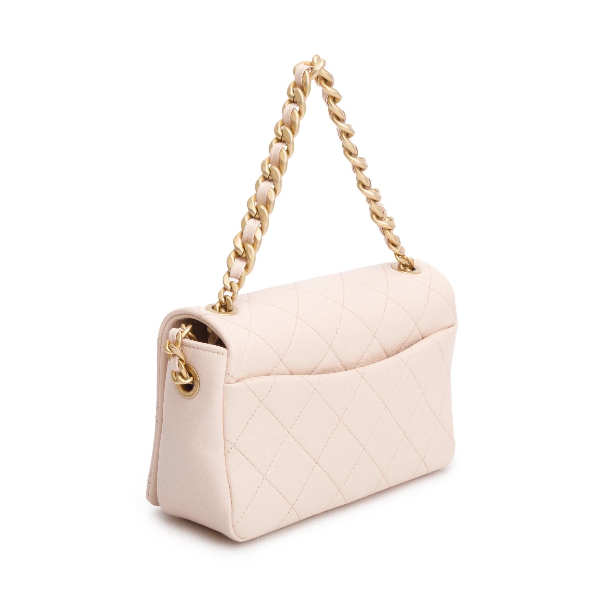 Chanel 2020 Beige Quilted Caviar Leather Small Fashion Therapy Full Flap Bag w/ Box, Receipt & Authenticity Card