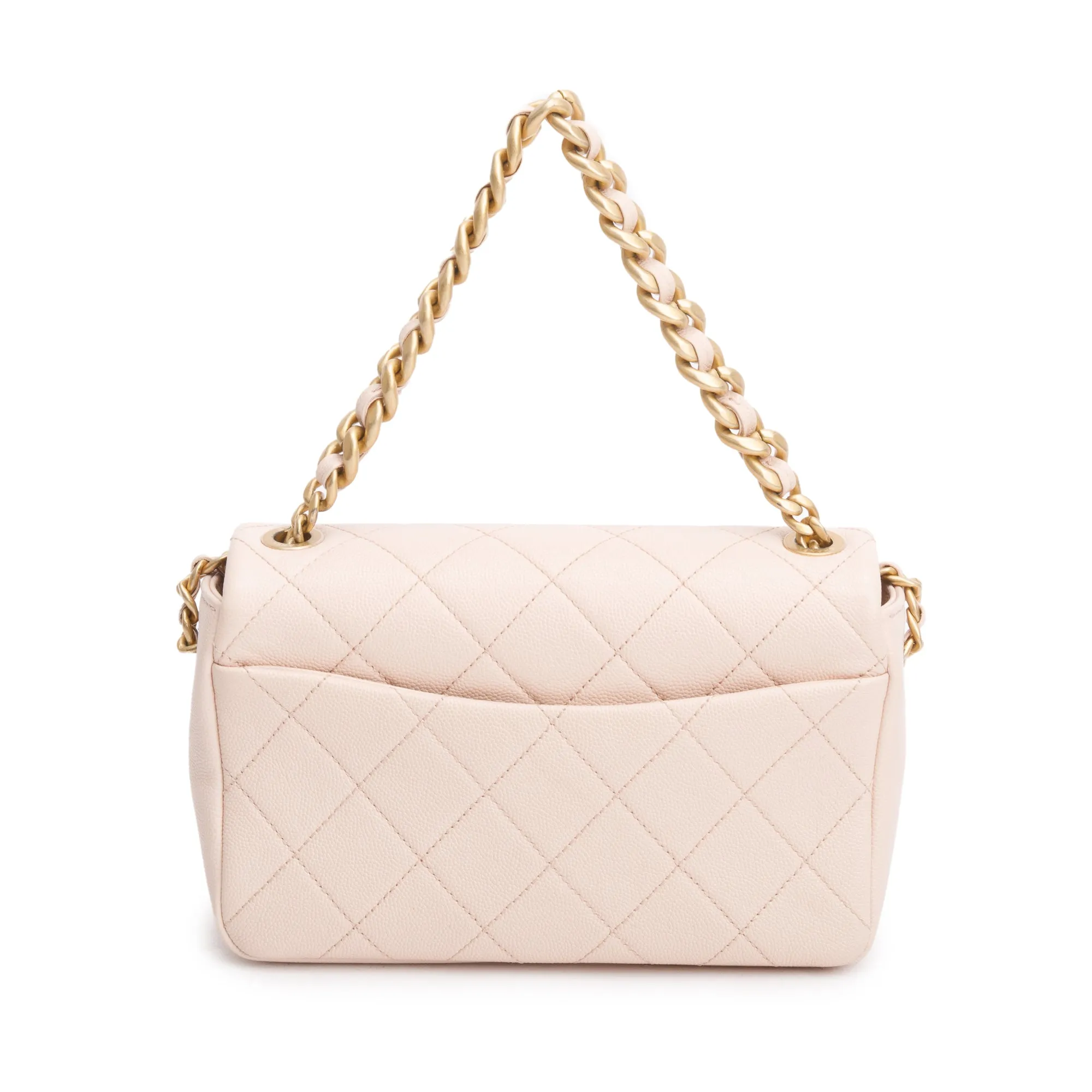 Chanel 2020 Beige Quilted Caviar Leather Small Fashion Therapy Full Flap Bag w/ Box, Receipt & Authenticity Card