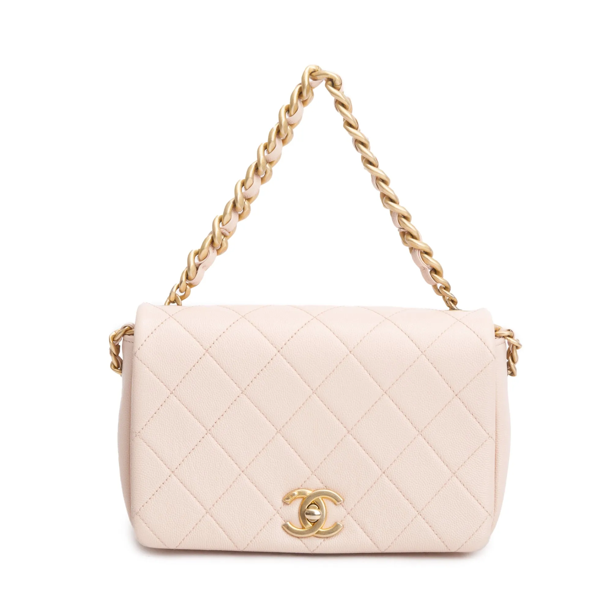 Chanel 2020 Beige Quilted Caviar Leather Small Fashion Therapy Full Flap Bag w/ Box, Receipt & Authenticity Card