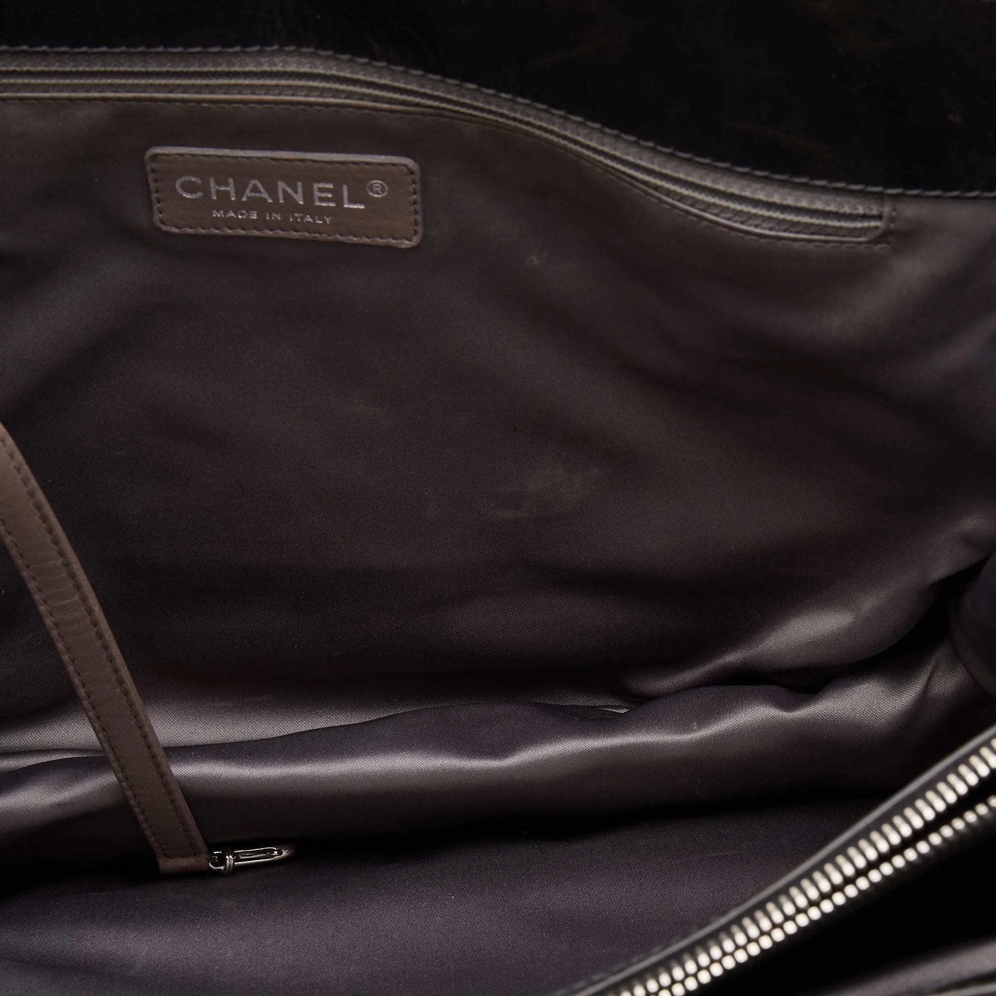 Chanel Dark Grey Quilted Leather Large Shopping Tote