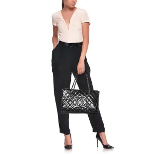 Chanel Dark Grey Quilted Leather Large Shopping Tote