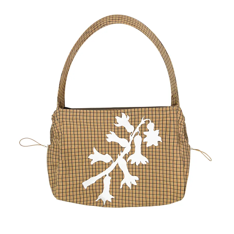 Checkered Floral Shoulder Bag