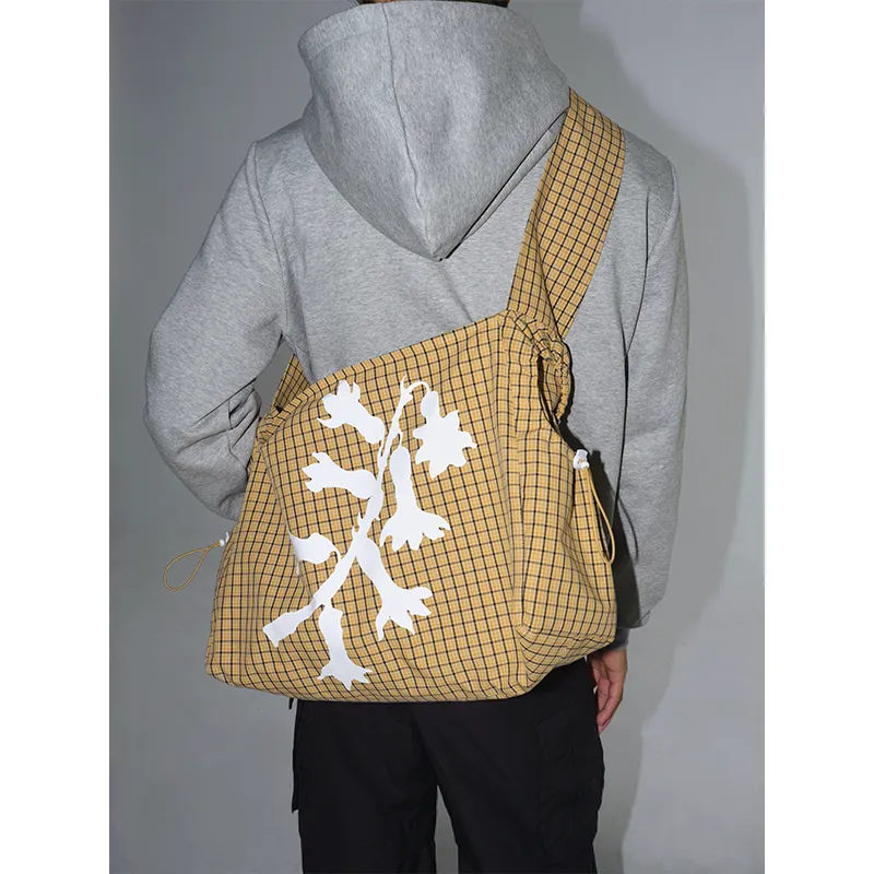 Checkered Floral Shoulder Bag