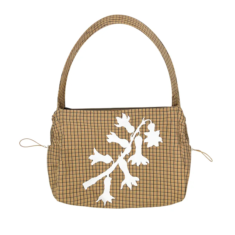 Checkered Floral Shoulder Bag