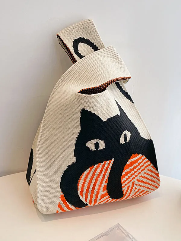 Chicmy-Contrast Color Streamer Woven Handbag Bags