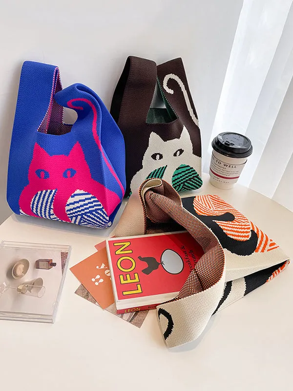 Chicmy-Contrast Color Streamer Woven Handbag Bags