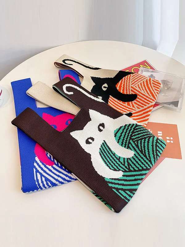Chicmy-Contrast Color Streamer Woven Handbag Bags