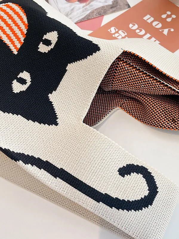 Chicmy-Contrast Color Streamer Woven Handbag Bags