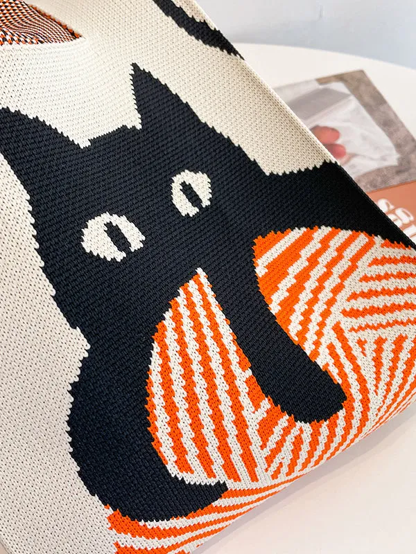 Chicmy-Contrast Color Streamer Woven Handbag Bags