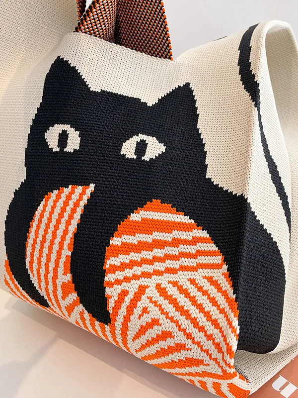 Chicmy-Contrast Color Streamer Woven Handbag Bags