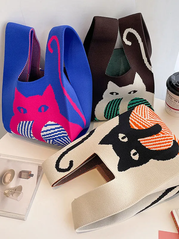 Chicmy-Contrast Color Streamer Woven Handbag Bags